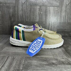 Hey Dude Wendy Funk Mardi Gras Women's 7 Gold Multicolored Lightweight Shoes